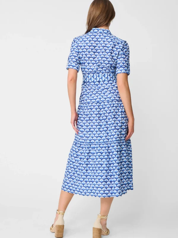 Janelle Silk Dress In Gingko Mosaic